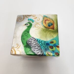 Peacock Decorative Capiz Shell Trinket Box